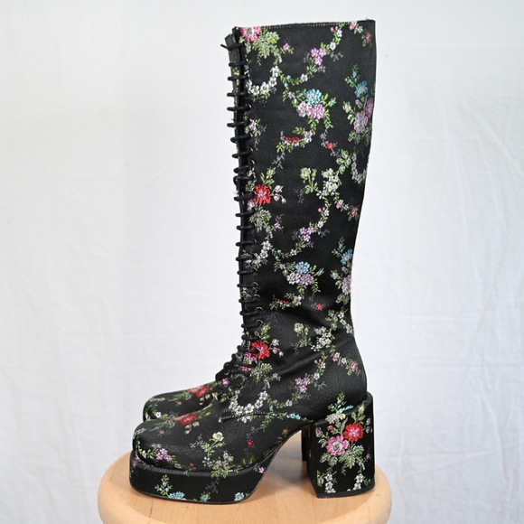 L'intervalle Shoes - L'intervalle Floral Platform Lace up Knee High Boots